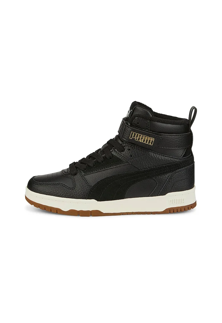 Pantofi sport mid-high de piele si piele ecologica RBD Game, Negru