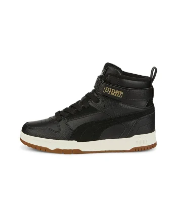 Pantofi sport mid-high de piele si piele ecologica RBD Game, Negru