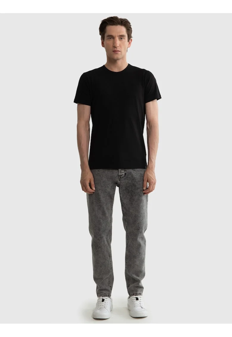 Tricou barbati  model Supiclassic 906, negru, bumbac Supima, decolteu rotunjit