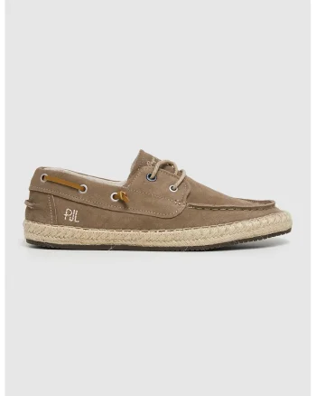 Pantofi boat de piele intoarsa, Bej inchis