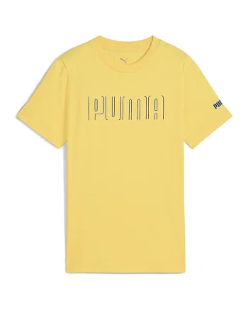 Tricou cu decolteu la baza gatului si imprimeu logo, Galben