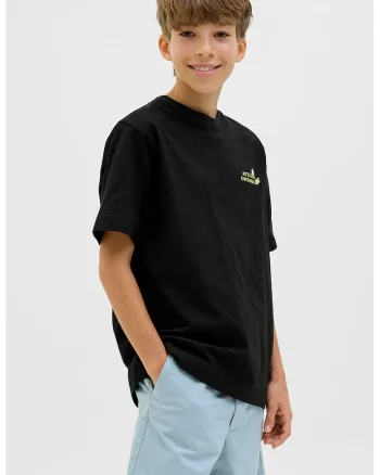 Tricou cu imprimeu si maneci cazute, Negru/Galben/Albastru royal