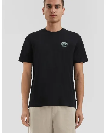 Tricou de bumbac cu decolteu la baza gatului, Negru