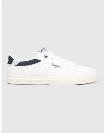 Pantofi sport low-cut din material textil, Albastru ultramarin/Alb optic