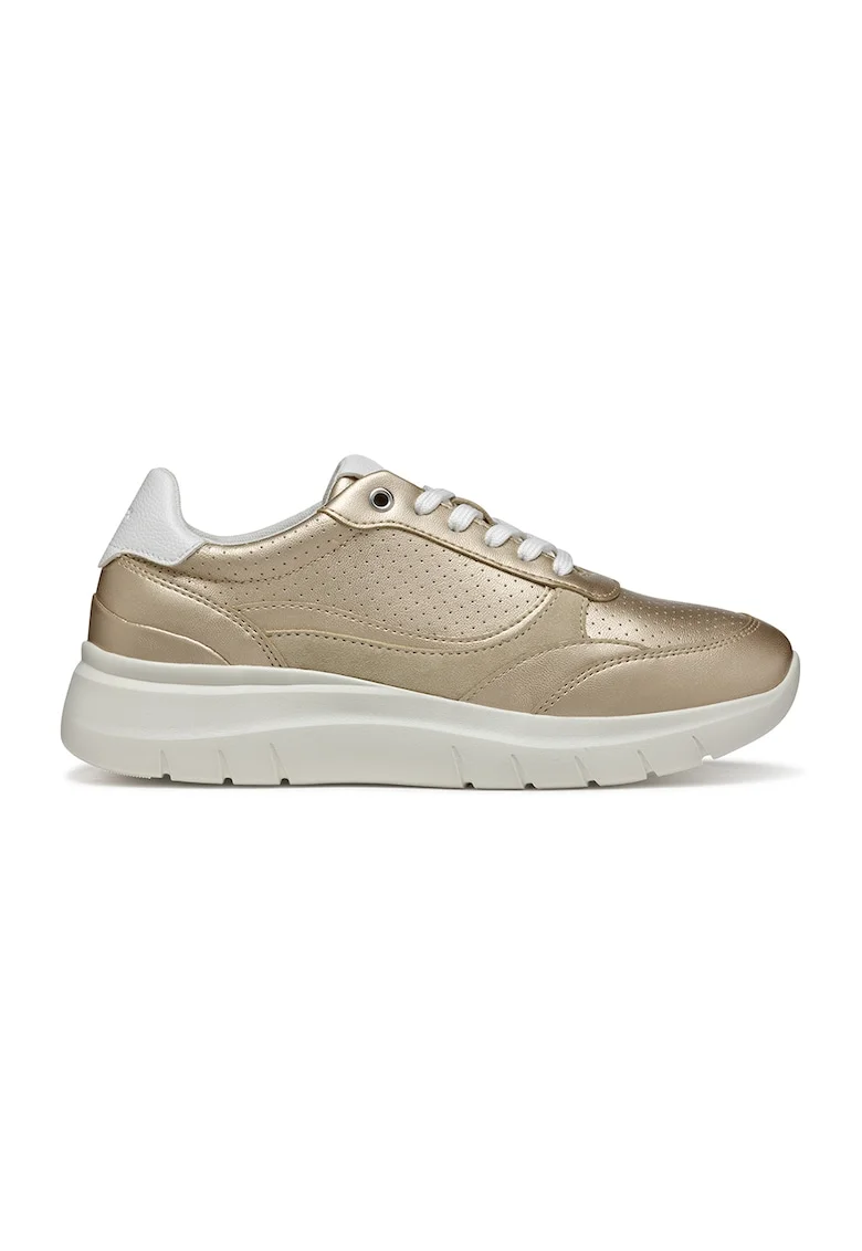 Pantofi sport de piele si piele ecologica, Auriu/Bej deschis
