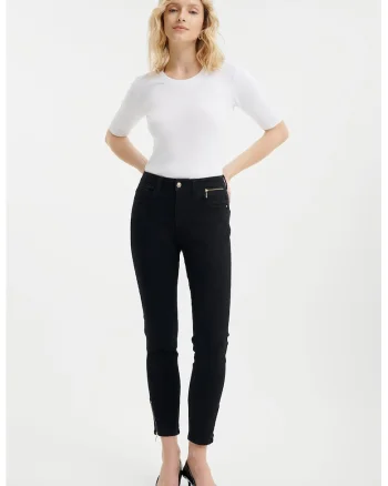 Blugi skinny cu talie inalta, Negru