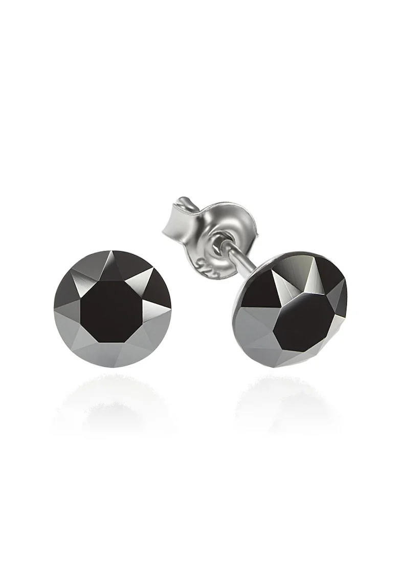 Cercei Argint 925 placat cu rodiu cu cristale Swarovski® Xirius 6mm, Negru