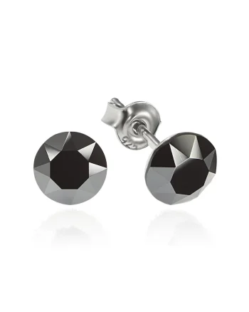 Cercei Argint 925 placat cu rodiu cu cristale Swarovski® Xirius 6mm, Negru