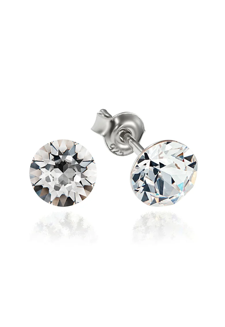 Cercei Argint 925 placat cu rodiu cu cristale Swarovski® Xirius 6mm, Alb