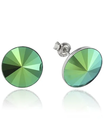 Cercei Argint 925 placat cu rodiu cu cristale Swarovski® Rivoli 12mm, Verde metalizat