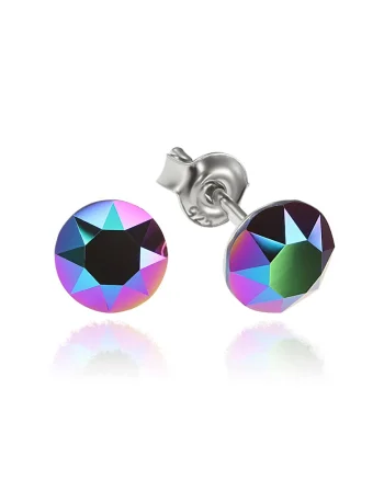 Cercei Argint 925 placat cu rodiu cu cristale Swarovski® Xirius 6mm, Mov inchis