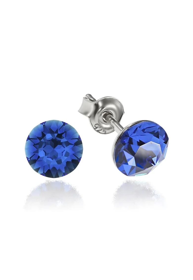 Cercei Argint 925 placat cu rodiu cu cristale Swarovski® Xirius 6mm, Albastru royal