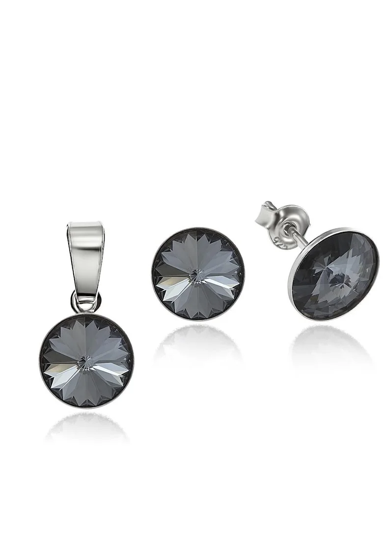 Set Argint 925 placat cu rodiu cu cristale Swarovski® Rivoli 8mm, Gri