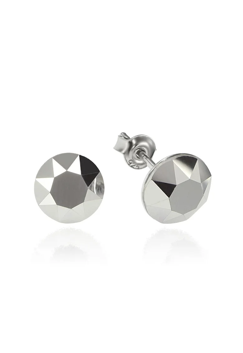 Cercei Argint 925 placat cu rodiu cu cristale Swarovski® Xirius 8mm, Argintiu