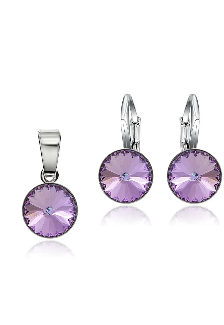 Set Argint 925 placat cu rodiu cu cristale Swarovski® Rivoli 8mm LRS, Violet