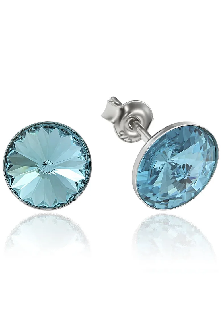 Cercei Argint 925 placat cu rodiu cu cristale Swarovski® Rivoli 8mm, Turcoaz