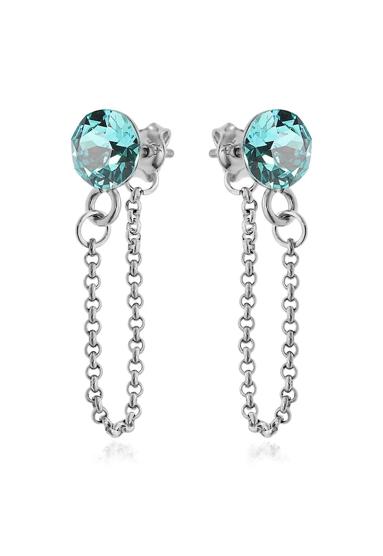 Cercei Argint 925 placat cu rodiu cu cristale Swarovski® Xirius Chain, Turcoaz
