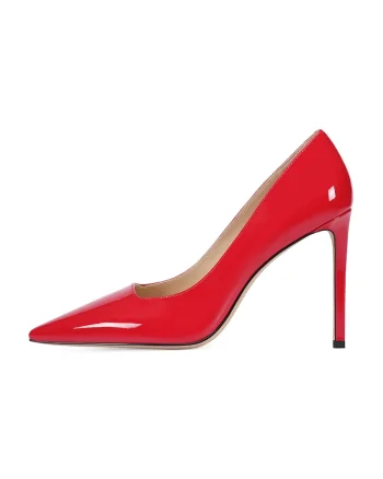 Pantofi din piele lacuita cu toc stiletto, Rosu
