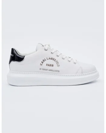 Pantofi sport de piele cu logo metalic, Alb murdar