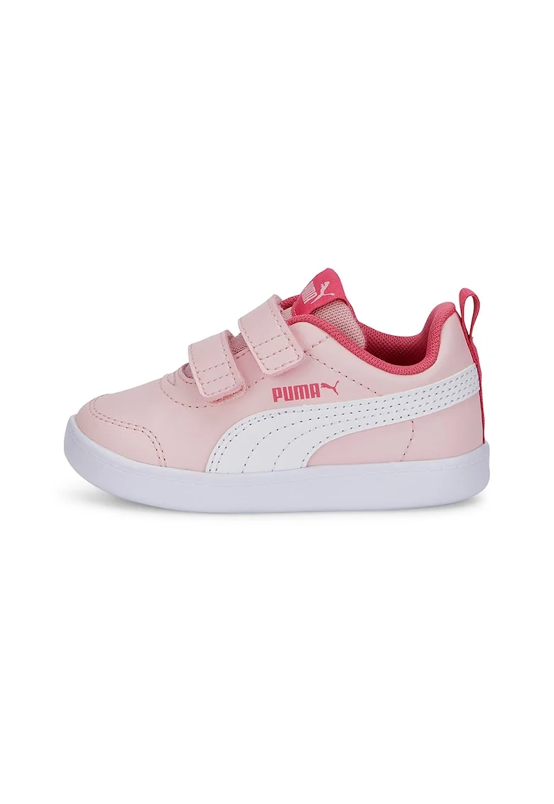 Pantofi sport de piele ecologica cu velcro Courtflex v2, Rosu stins/Roz pal