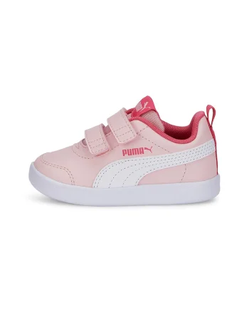 Pantofi sport de piele ecologica cu velcro Courtflex v2, Rosu stins/Roz pal