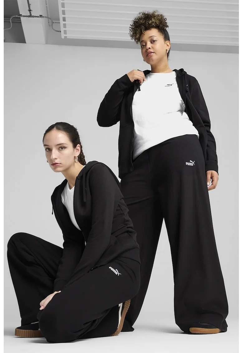 Pantaloni de trening cu croiala ampla si detaliu logo, Negru
