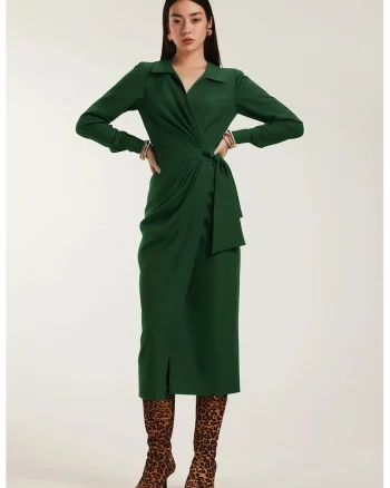 Rochie midi cu croiala petrecuta Margot