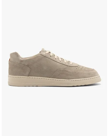 Pantofi sport din piele si piele intoarsa, Maro taupe