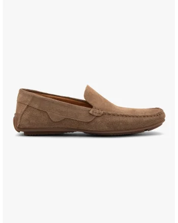 Pantofi loafer din piele cu talpa aderenta, Caramel