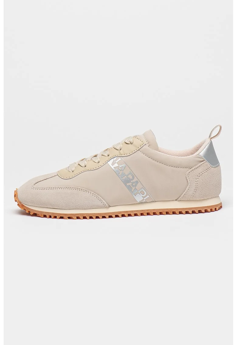 Pantofi sport cu detalii de piele intoarsa Coral, Maro nisip
