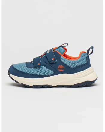 Pantofi sport din material textil cu insertii din piele ecologica, Albastru pastel/Albastru inchis/Alb murdar