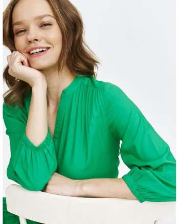 Rochie evazata cu decolteu in V, Verde