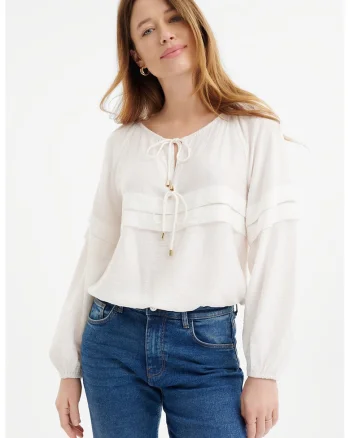 Bluza cu prindere frontala, Alb fildes