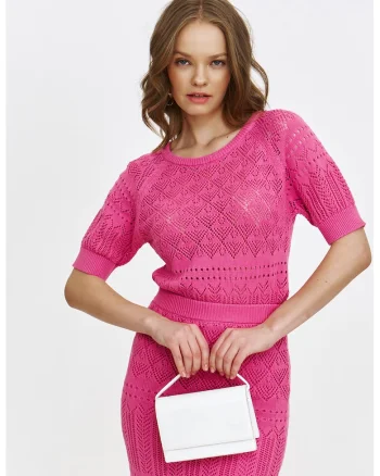 Tricou cu perforatii, Fucsia