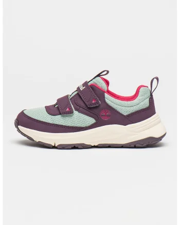 Pantofi sport din material textil cu insertii din piele ecologica, Verde pal/Alb murdar/Ametist