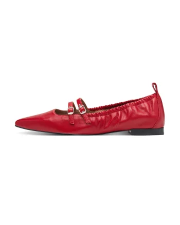 Balerini de piele cu varf ascutit, Rosu vermillion