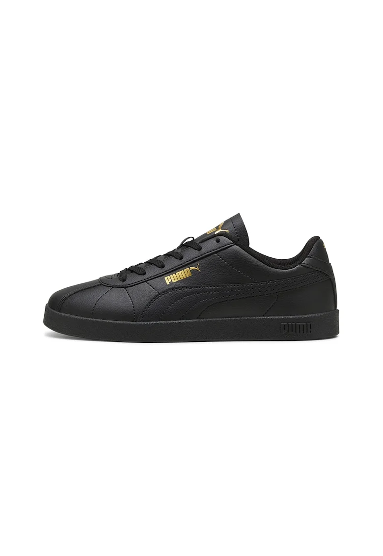 Pantofi sport Club II unisex de piele ecologica cu logo, Negru