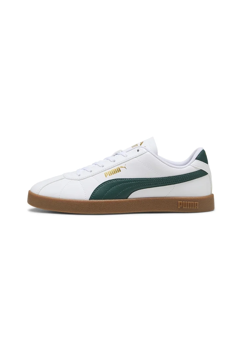 Pantofi sport Club II unisex de piele ecologica cu logo, Alb/Verde