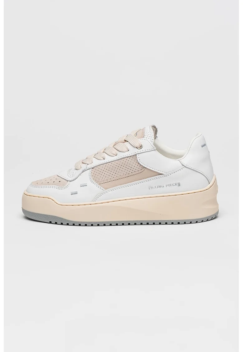Pantofi sport de piele Avenue Mix, Alb/Maro taupe deschis
