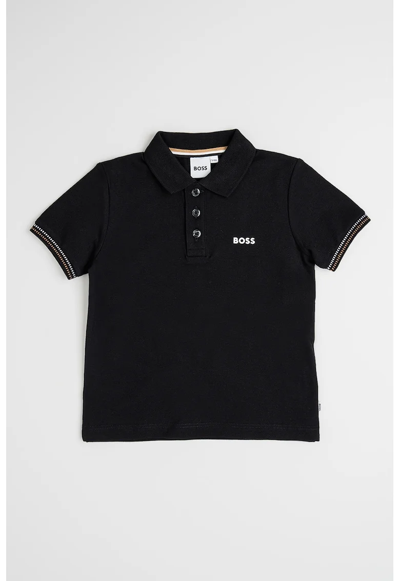Tricou polo din amestec de bumbac cu croiala regular-fit, Negru