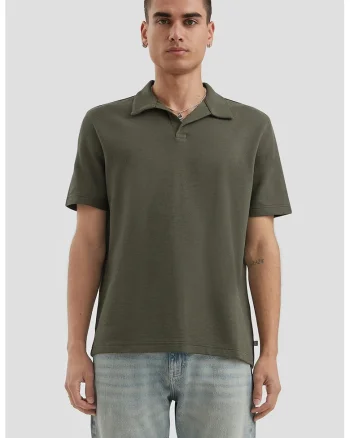 Tricou polo uni de bumbac, Verde feriga