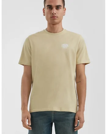 Tricou de bumbac cu decolteu la baza gatului, Bej deschis