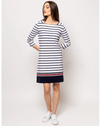 Rochie mini cu croiala in A Vumba, Rosu/Alb optic/Bleumarin