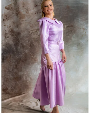 Rochie midi cu guler Peter Pan Aria, Violet deschis