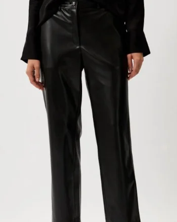 Pantaloni crop din piele ecologica