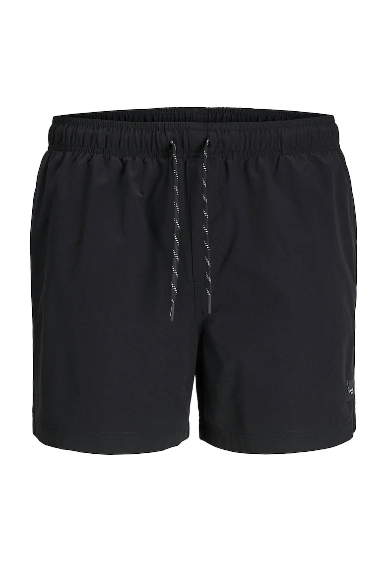 Pantaloni scurti de baie cu snur de ajustare, Negru