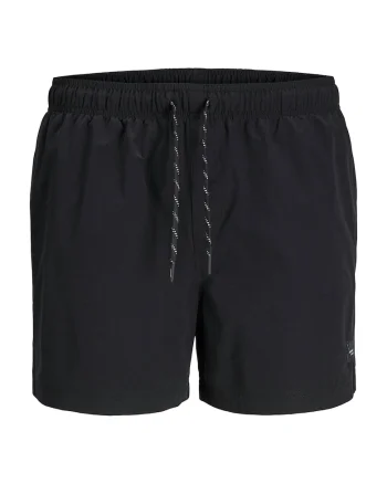 Pantaloni scurti de baie cu snur de ajustare, Negru
