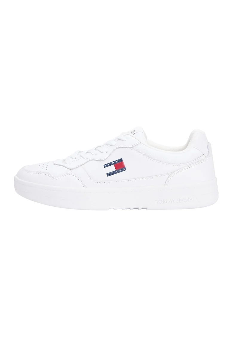 Pantofi sport din piele cu garnituri contrastante, Alb optic