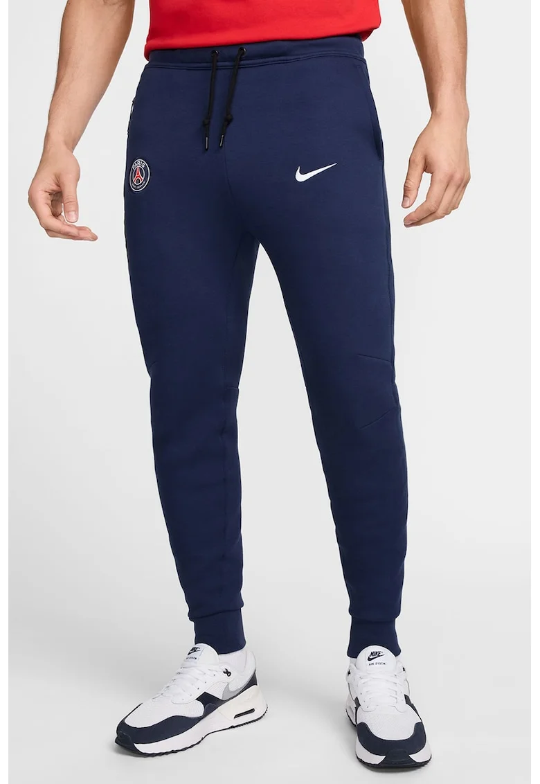 Pantaloni de trening conici cu snur in talie, Bleumarin