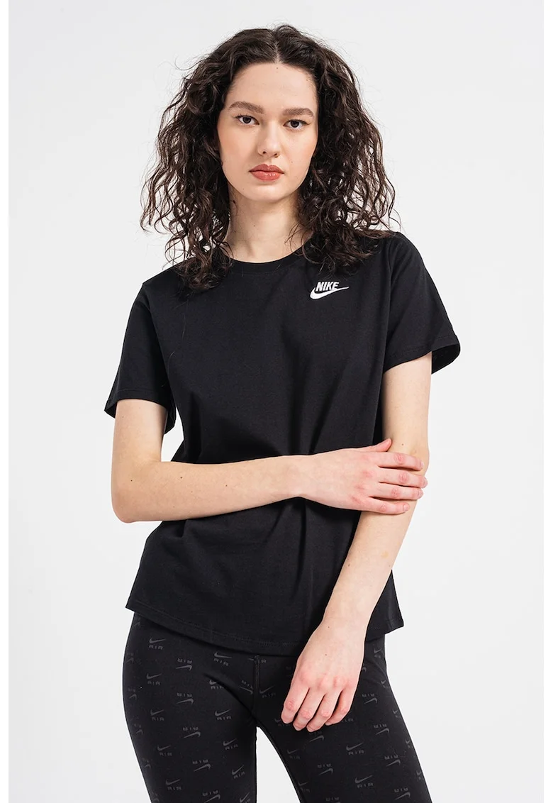 Tricou cu decolteu la baza gatului Sportswear Club Essentials, Negru
